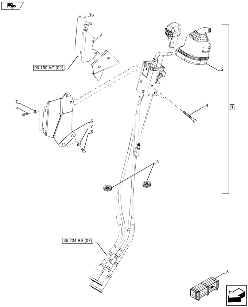 Схема запчастей Case IH FARMALL 105U - (35.204.BS[04]) - VAR - 743919 - JOYSTICK, BRACKET (35) - HYDRAULIC SYSTEMS