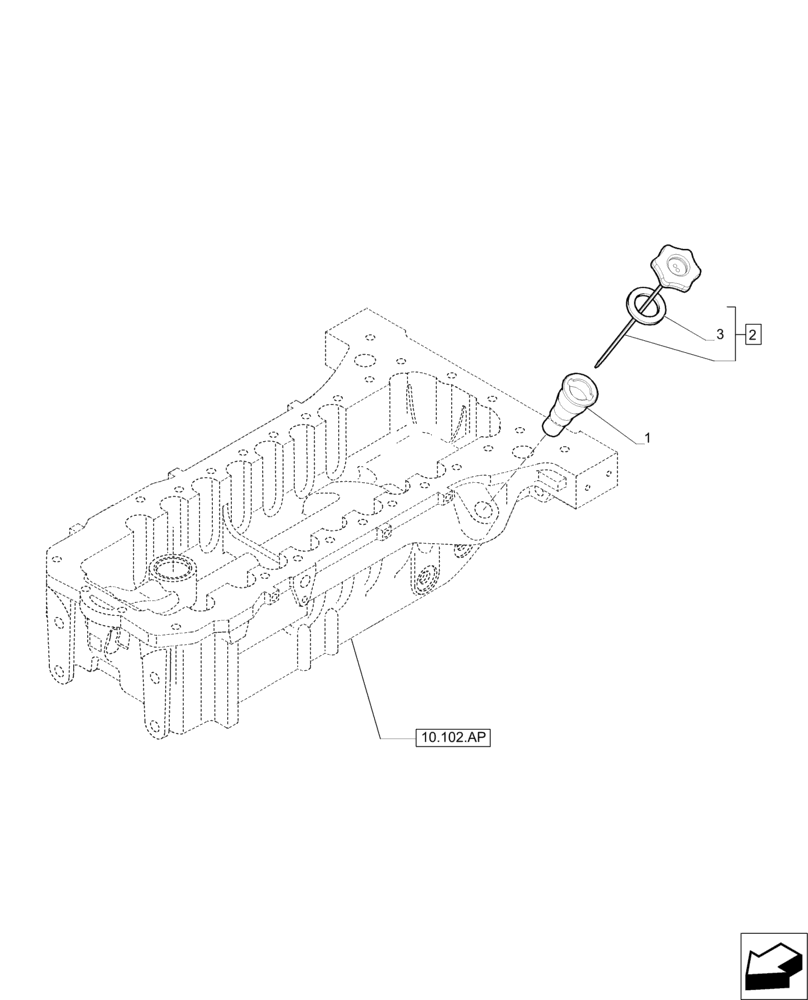 Схема запчастей Case IH F4DE9684B J114 - (10.304.AS) - ENGINE OIL DIPSTICK (10) - ENGINE