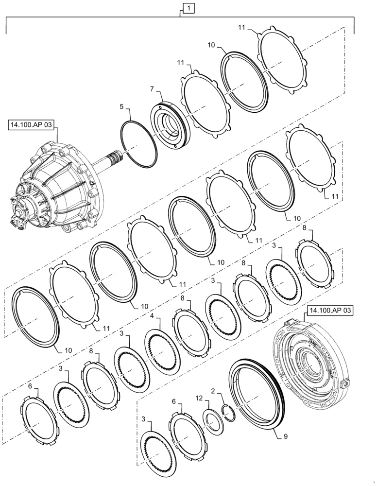 Схема запчастей Case IH 9230 - (14.100.AP[04]) - VAR - 425465, 425361, 425362, 425464 - VARIATOR, ROTOR, CLUTCH DISC (14) - MAIN GEARBOX & DRIVE