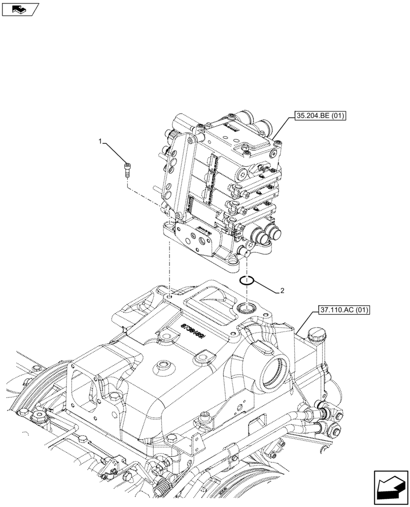 Схема запчастей Case IH FARMALL 105U - (35.204.BB[01]) - VAR - 331844, 332844 - CONTROL VALVE, ATTACHMENT (35) - HYDRAULIC SYSTEMS