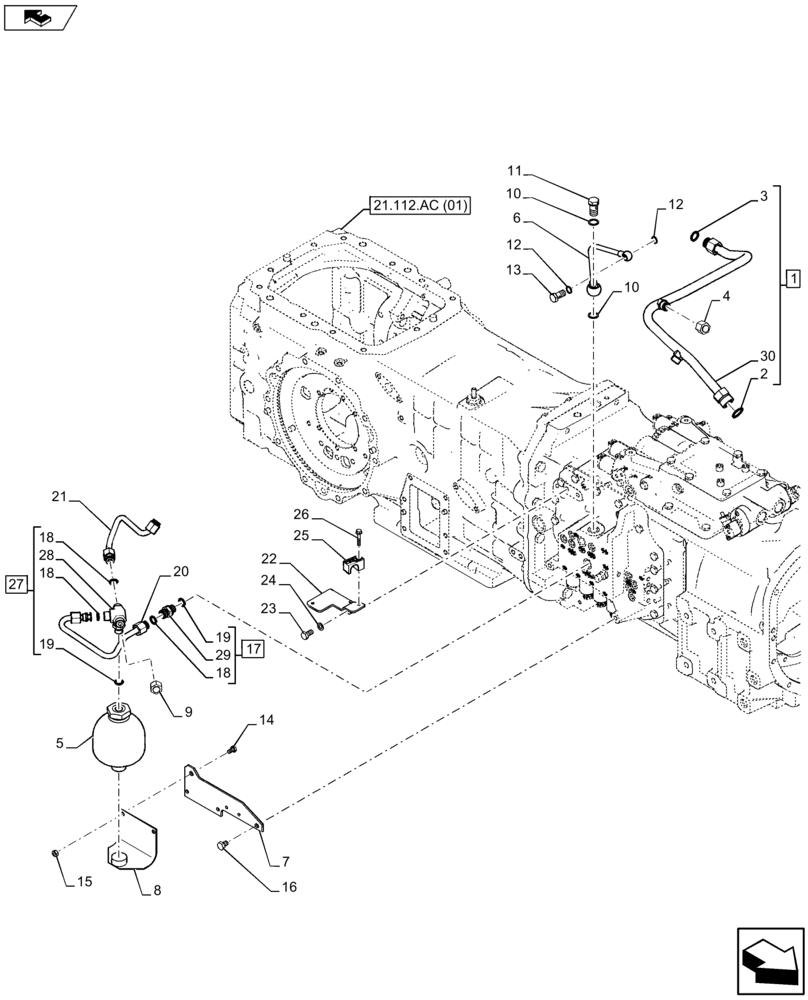 Схема запчастей Case IH FARMALL 105U - (35.300.BQ) - VAR - 334119 - HYDRAULIC TRANSMISSION CONTROL, ACCUMULATOR (35) - HYDRAULIC SYSTEMS