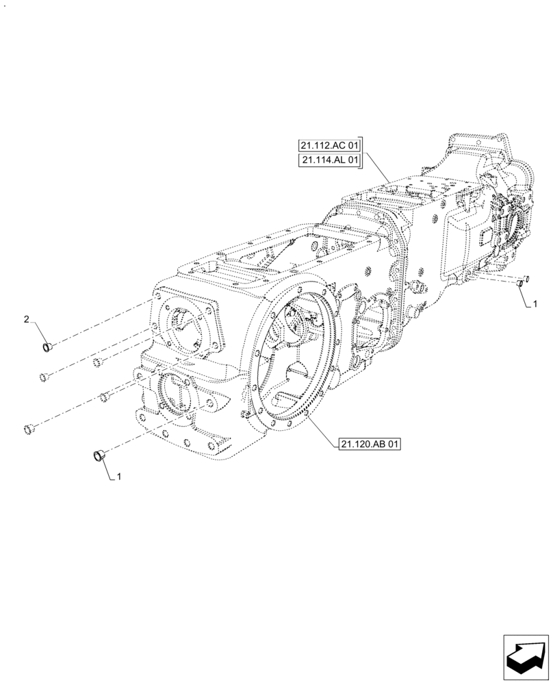 Схема запчастей Case IH FARMALL 120A - (21.118.AB) - VAR - 330331, 390331 - TRANSMISSION, PLUGS (21) - TRANSMISSION