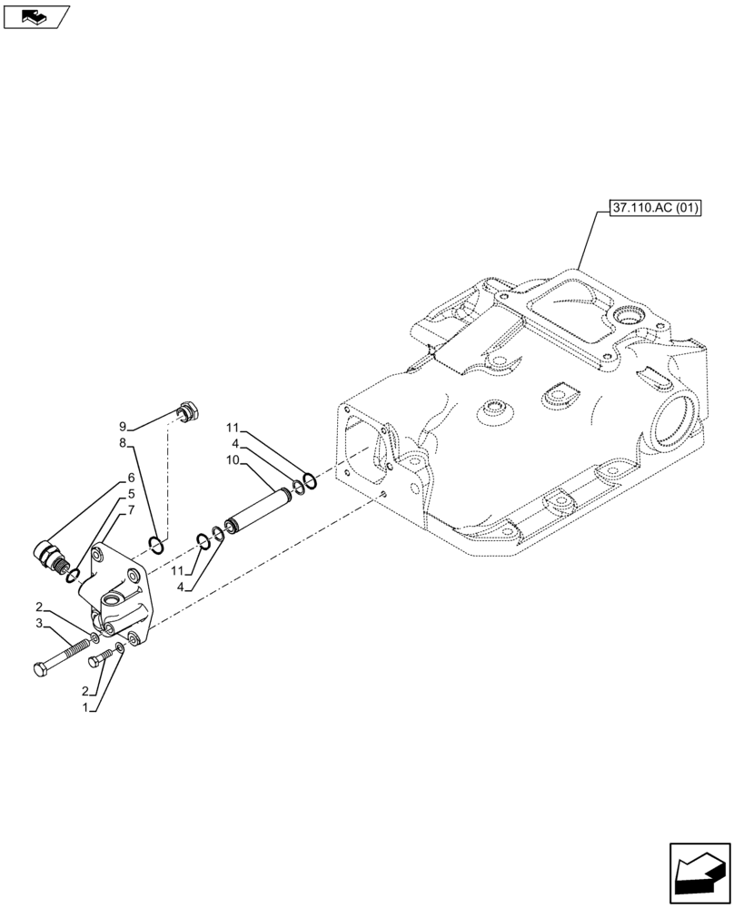 Схема запчастей Case IH FARMALL 105U - (37.110.AC[03]) - VAR - 330849, 331844, 332844 - ELECTRONIC LIFT, REAR, FLANGE (37) - HITCHES, DRAWBARS & IMPLEMENT COUPLINGS