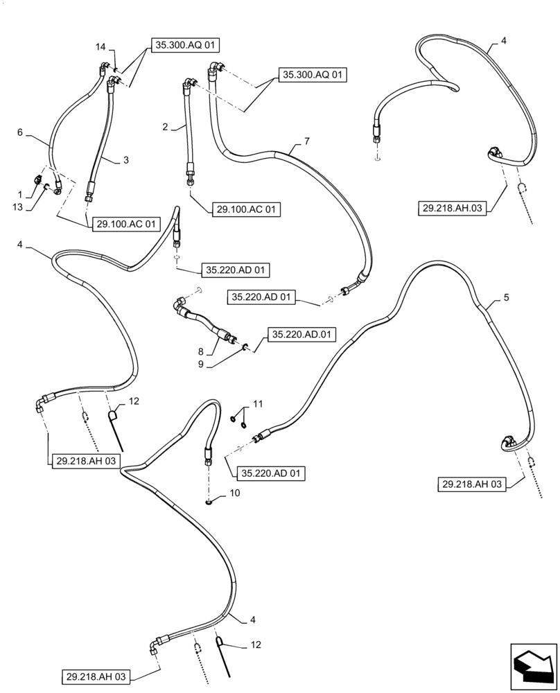 Схема запчастей Case IH PATRIOT 3240 - (29.100.AO[01]) - CASE DRAIN LINES (29) - HYDROSTATIC DRIVE