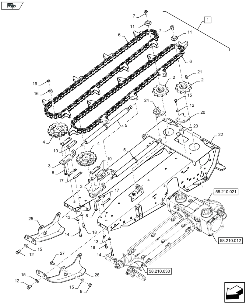 Схема запчастей Case IH 2608XR - (58.220.122) - ROW UNIT CHAIN AND SPROCKETS - D632 (58) - ATTACHMENTS/HEADERS