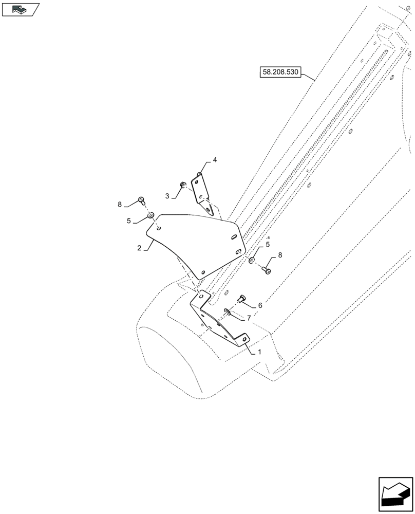 Схема запчастей Case IH 2608XR - (58.208.550) - SHIELDING FILLER PLATES (58) - ATTACHMENTS/HEADERS