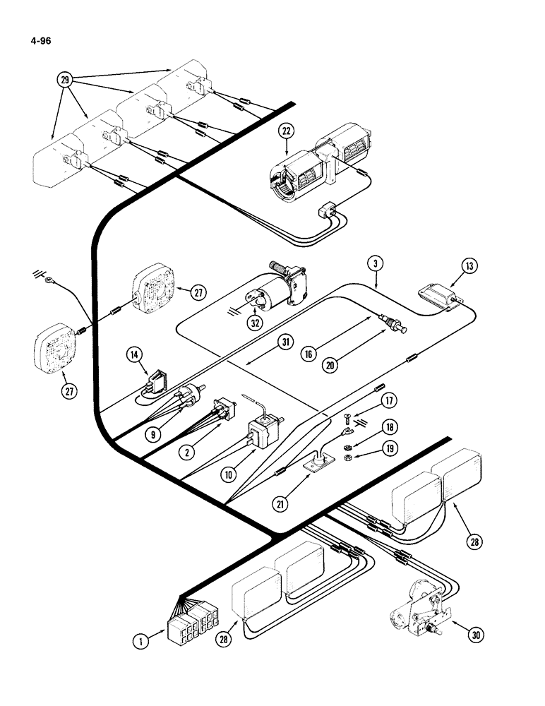 Схема запчастей Case IH 4994 - (4-096) - CAB HEADLINER HARNESS (04) - ELECTRICAL SYSTEMS