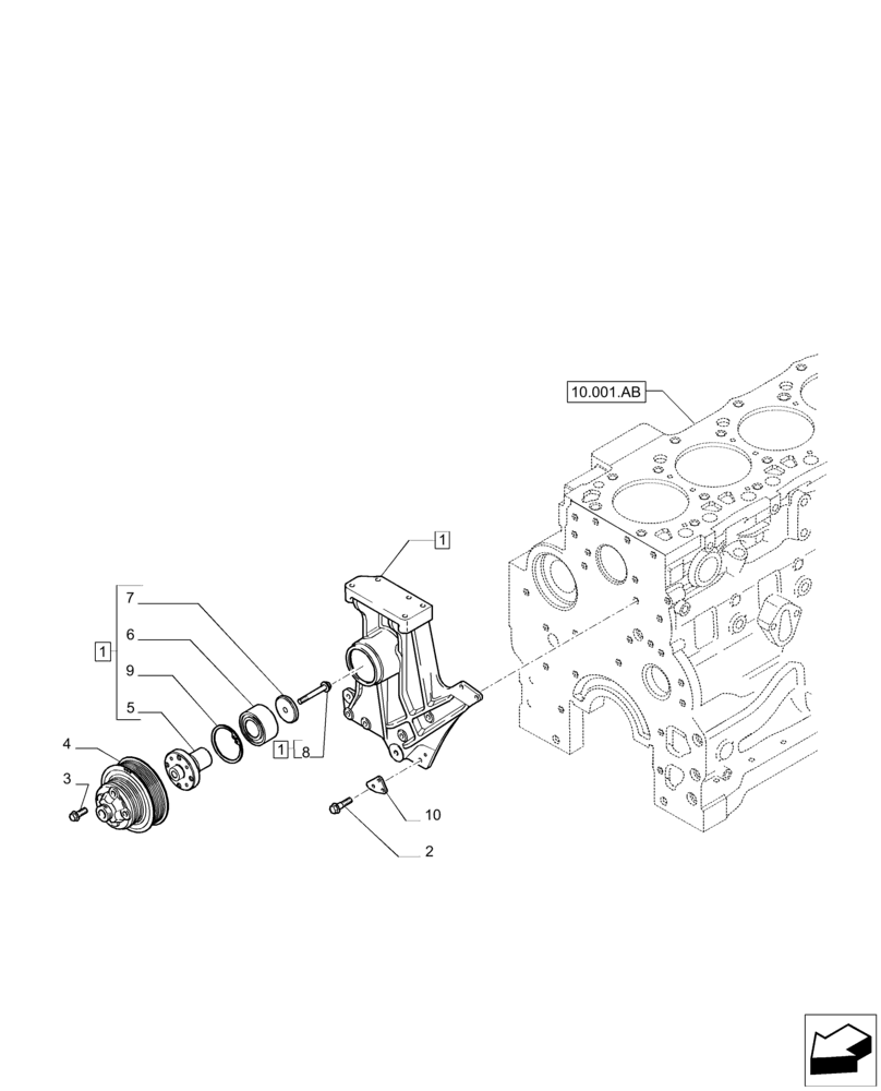 Схема запчастей Case IH F4DE9684B J112 - (10.414.AC) - FAN, DRIVE (10) - ENGINE