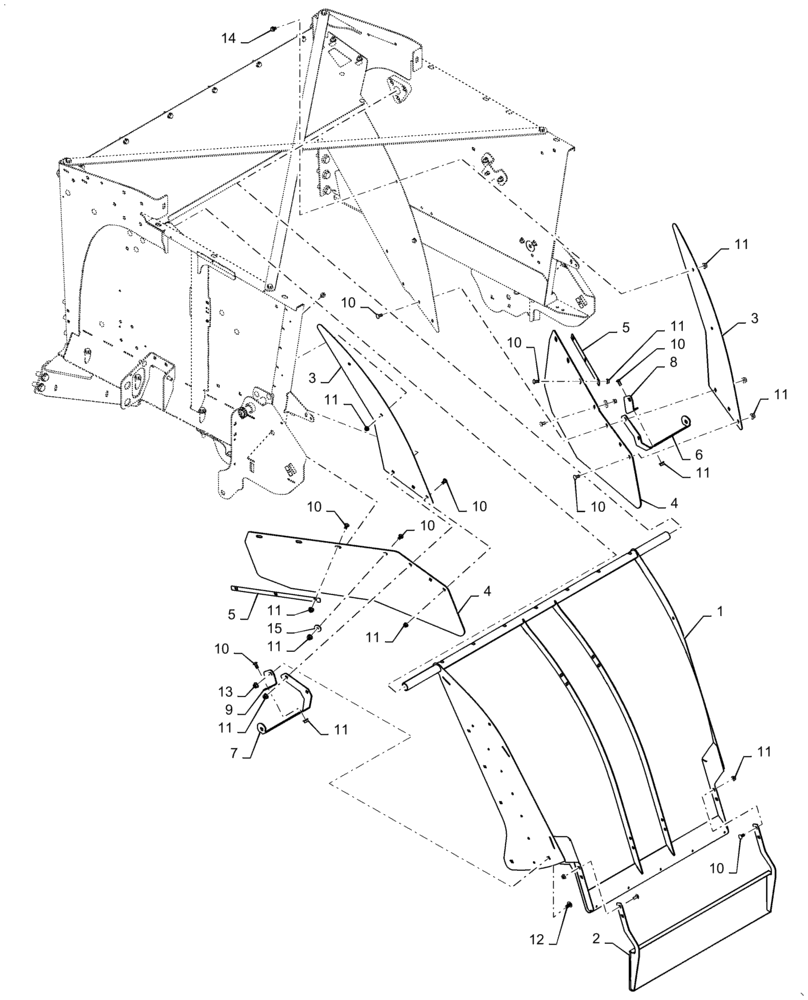 Схема запчастей Case IH 7230 - (73.230.AQ[04]) - VAR - 425488 - STRAW HOOD, FIXED HINGE (73) - RESIDUE HANDLING