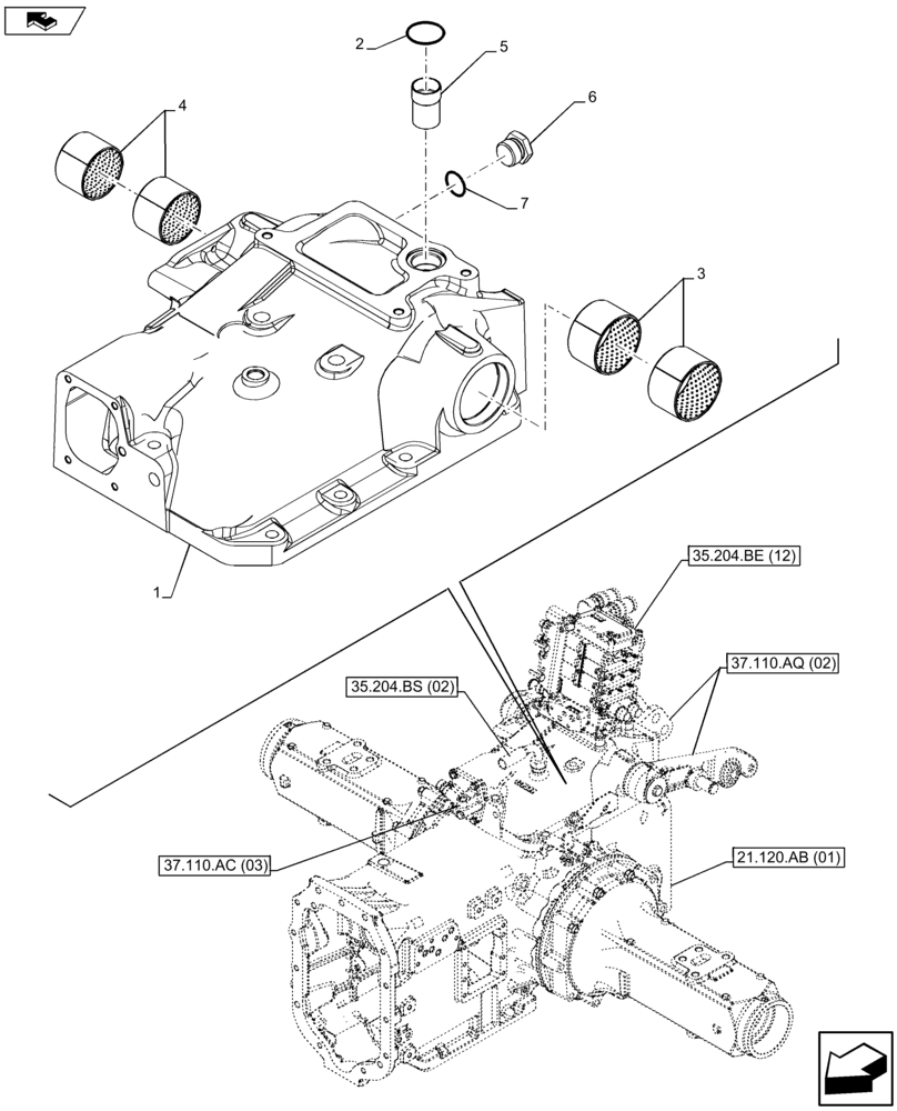 Схема запчастей Case IH FARMALL 105U - (37.110.AC[01]) - VAR - 390832, 743597 - HYDRAULIC LIFT, CASING, COVERS (37) - HITCHES, DRAWBARS & IMPLEMENT COUPLINGS