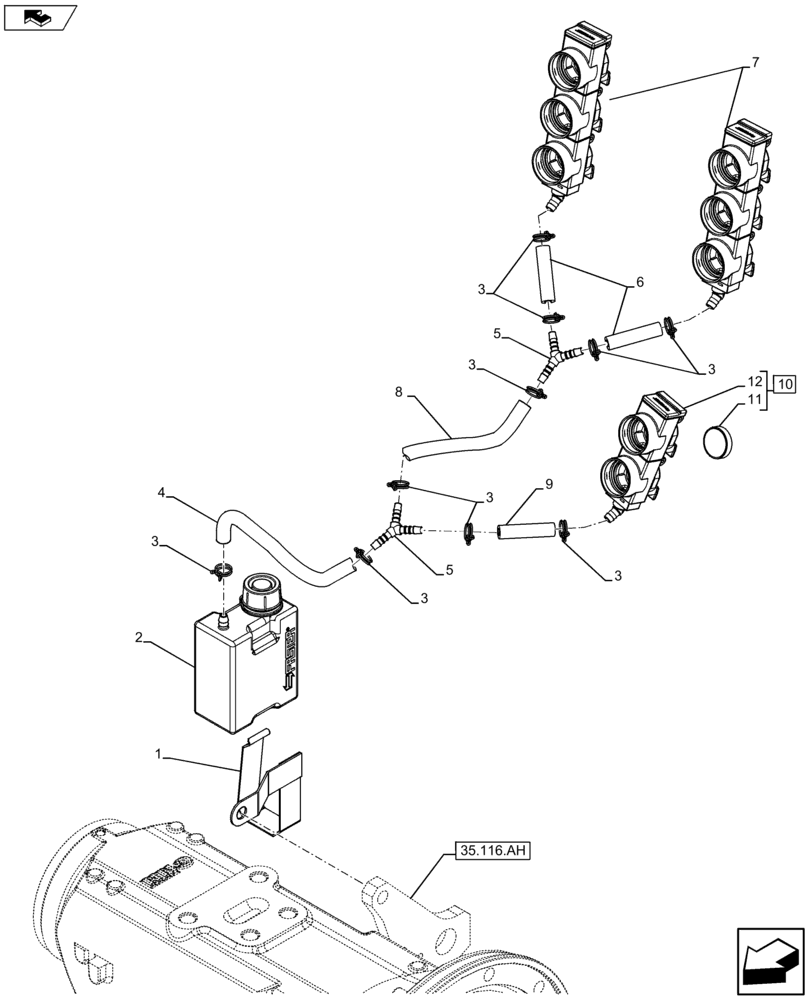 Схема запчастей Case IH FARMALL 105U - (35.300.AQ[01]) - VAR - 332844 - REMOTE CONTROL VALVE, RESERVOIR (35) - HYDRAULIC SYSTEMS