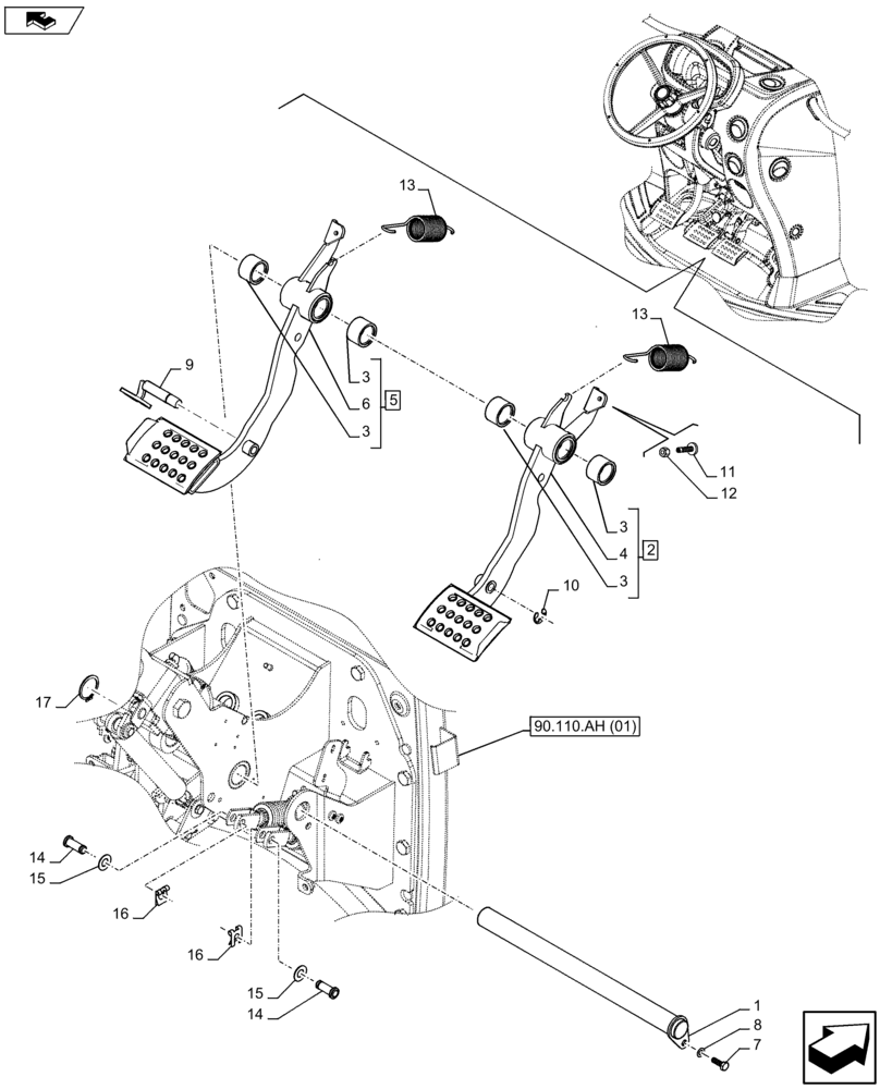 Схема запчастей Case IH FARMALL 115U - (33.202.BN) - VAR - 334144, 335683 - BRAKE PACKAGE, PEDAL (33) - BRAKES & CONTROLS