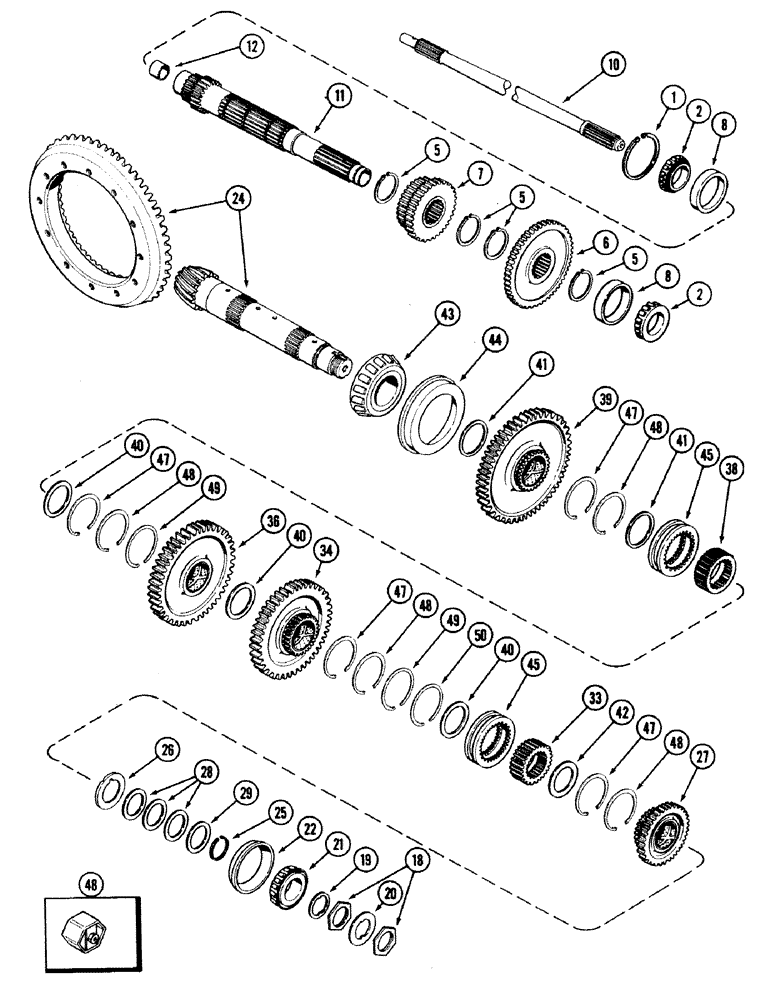 Схема запчастей Case IH 2594 - (6-048) - TRANSMISSION, PLANETARY OUTPUT, PRIOR TO TRANSMISSION SERIAL NO. 16260432 (06) - POWER TRAIN