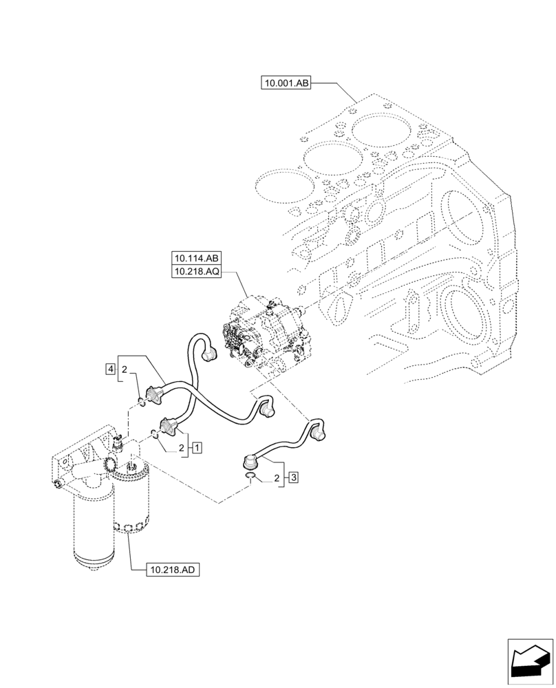 Схема запчастей Case IH F4DE9684B J114 - (10.218.AB[02]) - PIPING FUEL (10) - ENGINE