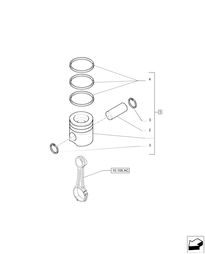 Схема запчастей Case IH F4DE9684B J114 - (10.105.AG) - PISTON (10) - ENGINE
