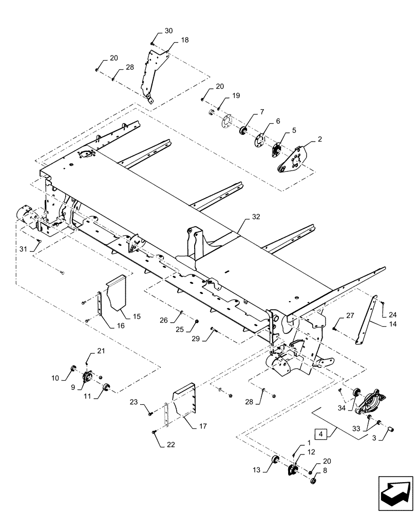 Схема запчастей Case IH DC133 - (60.620.AH[01]) - HEADER, ASSY, 4M ROLL (60) - PRODUCT FEEDING