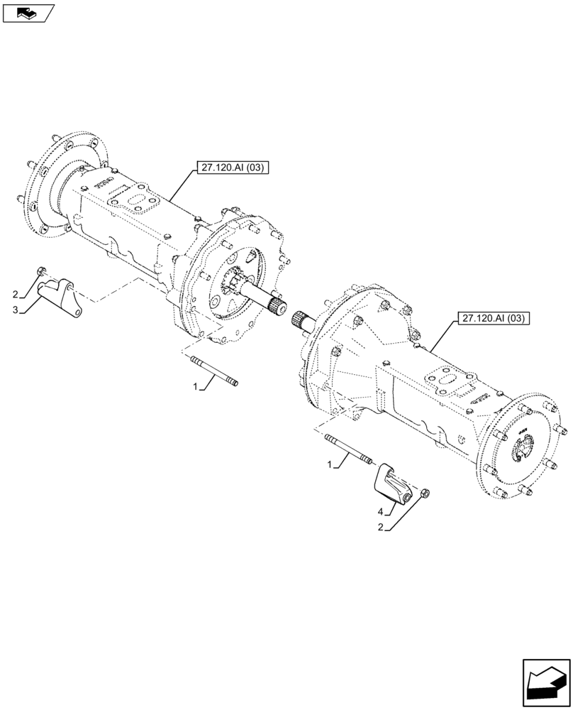 Схема запчастей Case IH FARMALL 105U - (27.120.AI[02]) - VAR - 334144 - SIDE FINAL DRIVE HOUSING (27) - REAR AXLE SYSTEM