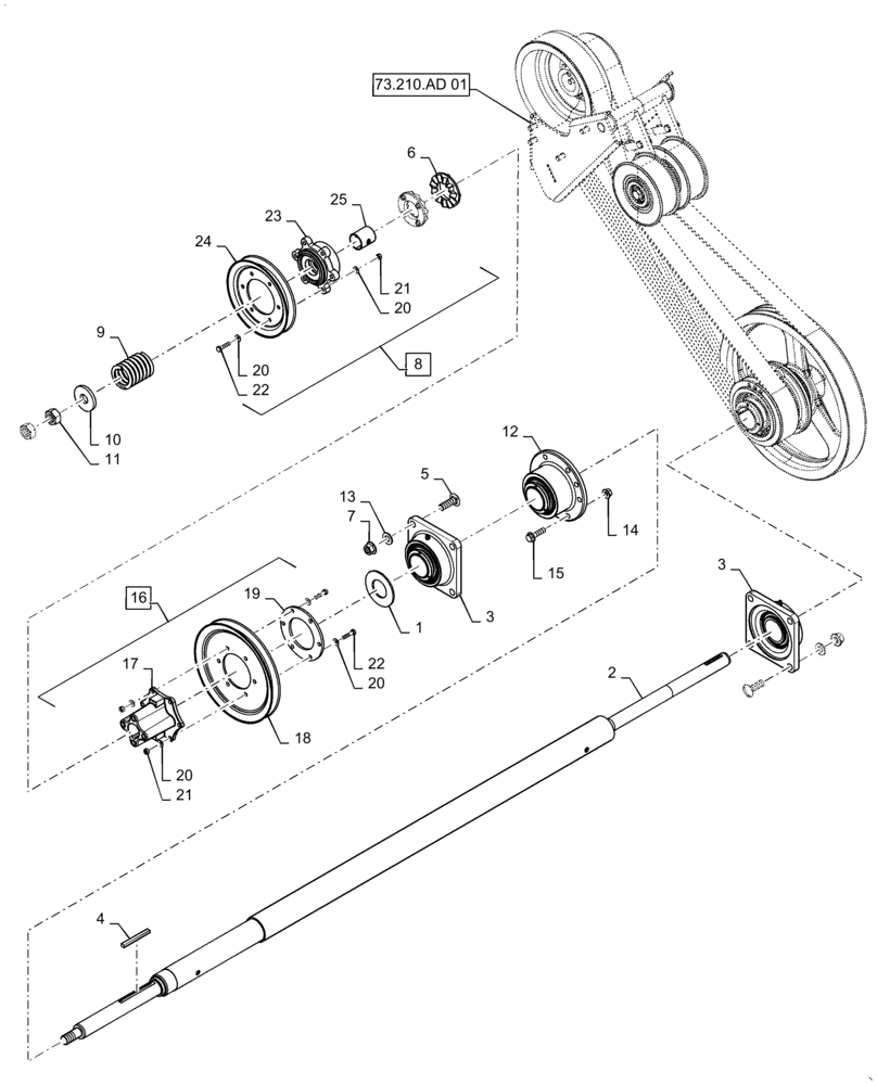 Схема запчастей Case IH 7230 - (73.210.AW[01]) - VAR - 722761 - STRAW CHOPPER, LINKAGE, MANUAL OVERRIDE (73) - RESIDUE HANDLING