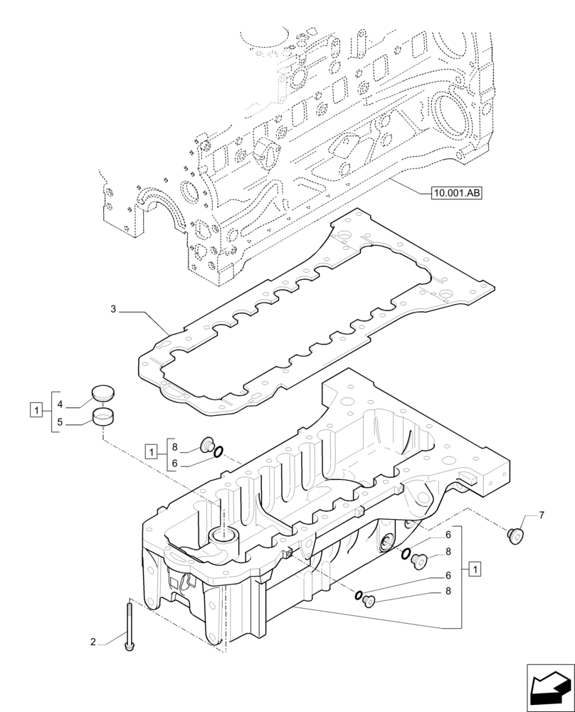 Схема запчастей Case IH F4DE9684B J114 - (10.102.AP) - ENGINE OIL SUMP (10) - ENGINE