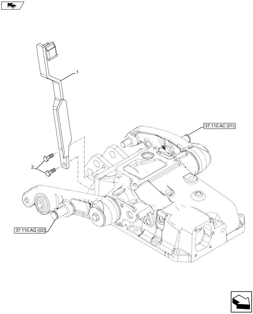 Схема запчастей Case IH FARMALL 105U - (37.110.AQ[03]) - VAR - 390832, 743597 - LIFT SHAFTS AND ARMS (37) - HITCHES, DRAWBARS & IMPLEMENT COUPLINGS