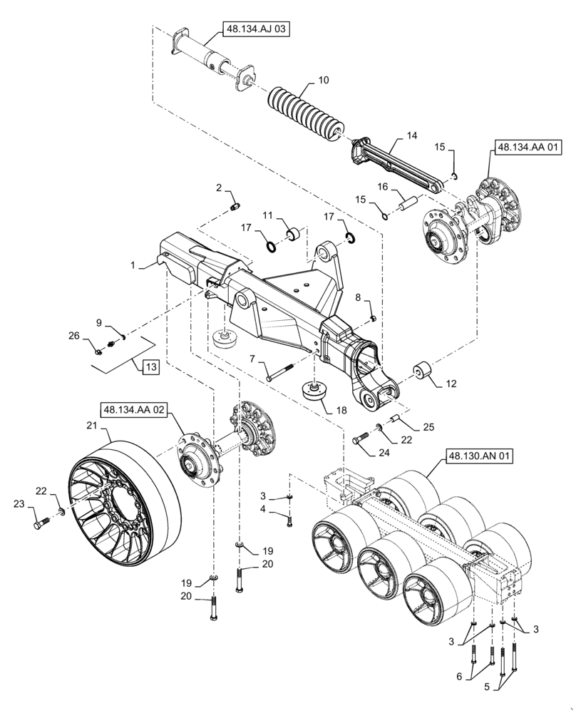 Схема запчастей Case IH 7240 - (48.120.AJ[01]) - VAR - 415219, 415306 - UNDERCARRIAGE, TRACK ASSY (48) - TRACKS & TRACK SUSPENSION