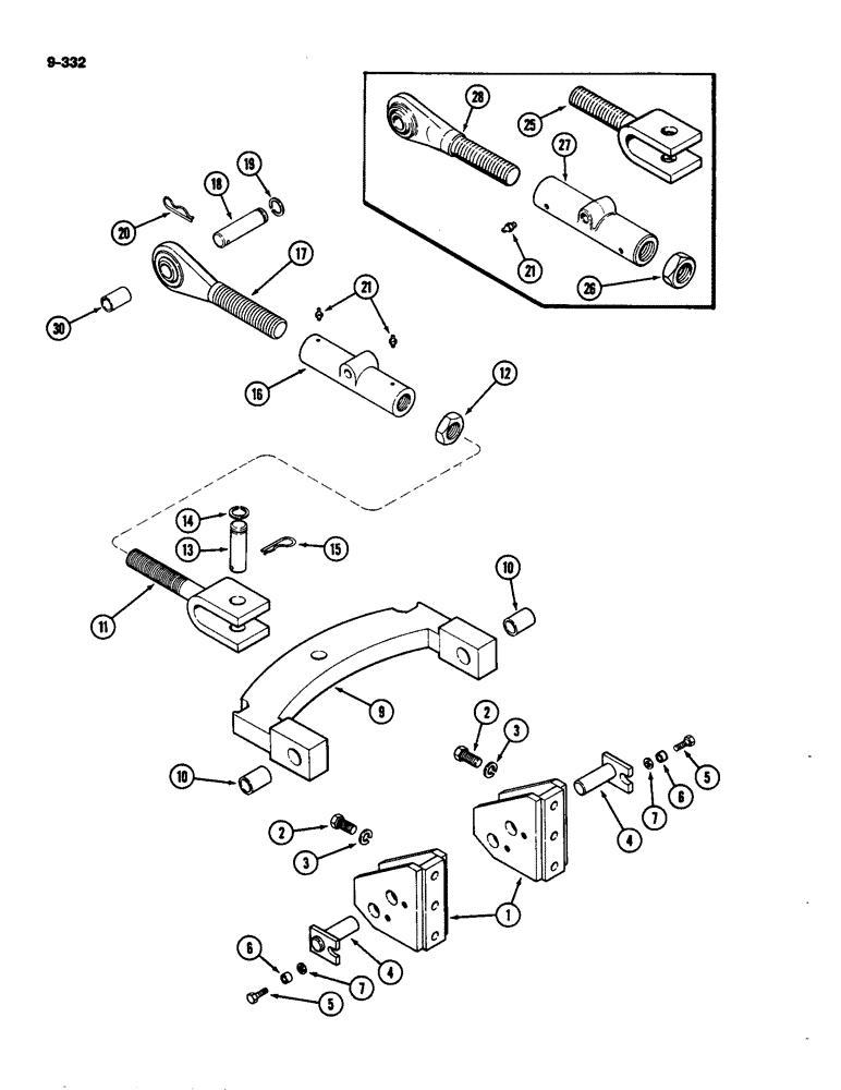 Схема запчастей Case IH 4490 - (9-332) - THREE POINT HITCH, ADJUSTING TURNBUCKLE, PRIOR TO P.I.N. 8860450 (09) - CHASSIS/ATTACHMENTS