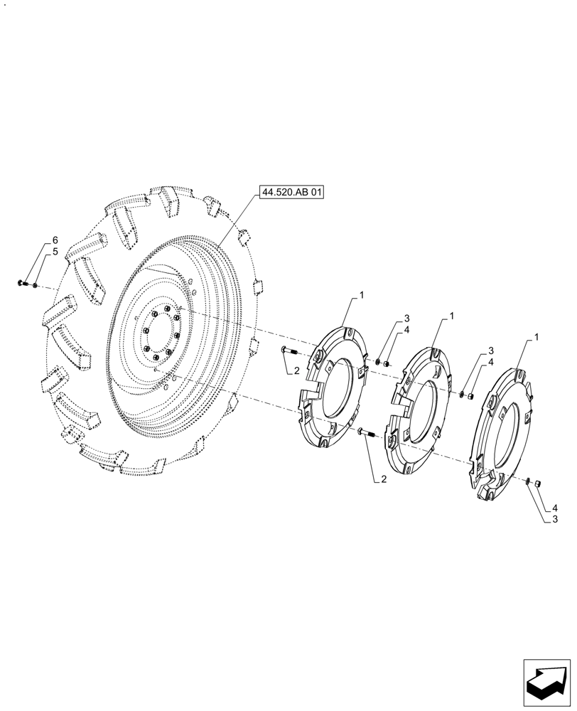 Схема запчастей Case IH FARMALL 120A - (39.140.AL[01]) - VAR - 330471 - REAR WHEEL BALLAST (240KG) (39) - FRAMES AND BALLASTING