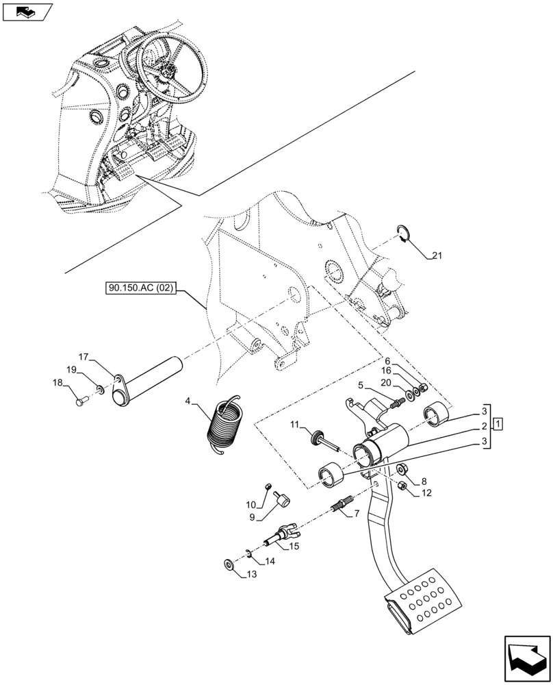 Схема запчастей Case IH FARMALL 115U - (18.100.AF) - VAR - 334144, 335683 - CLUTCH, PEDAL (18) - CLUTCH