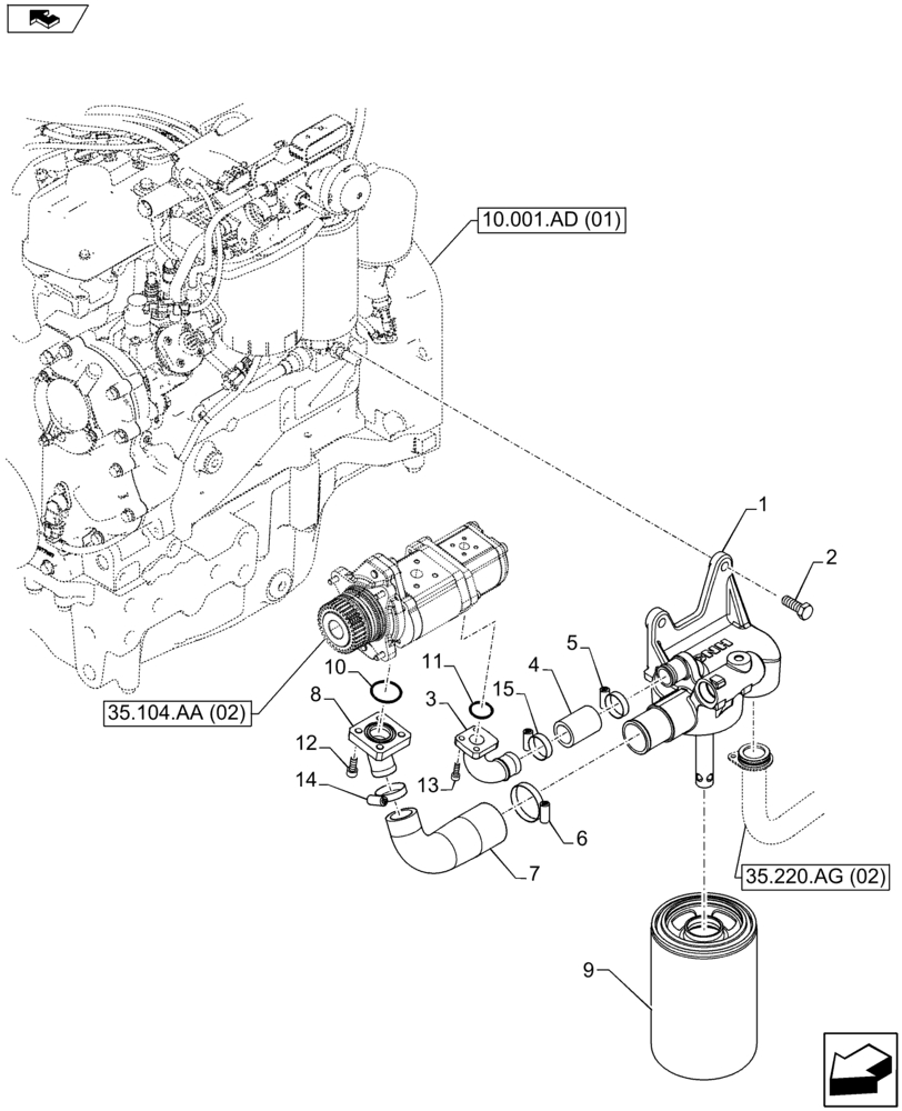 Схема запчастей Case IH FARMALL 115U - (35.220.AG[03]) - VAR - 334119 - HYDRAULIC OIL FILTER /80 L/MIN, HYDRAULIC PUMP (35) - HYDRAULIC SYSTEMS