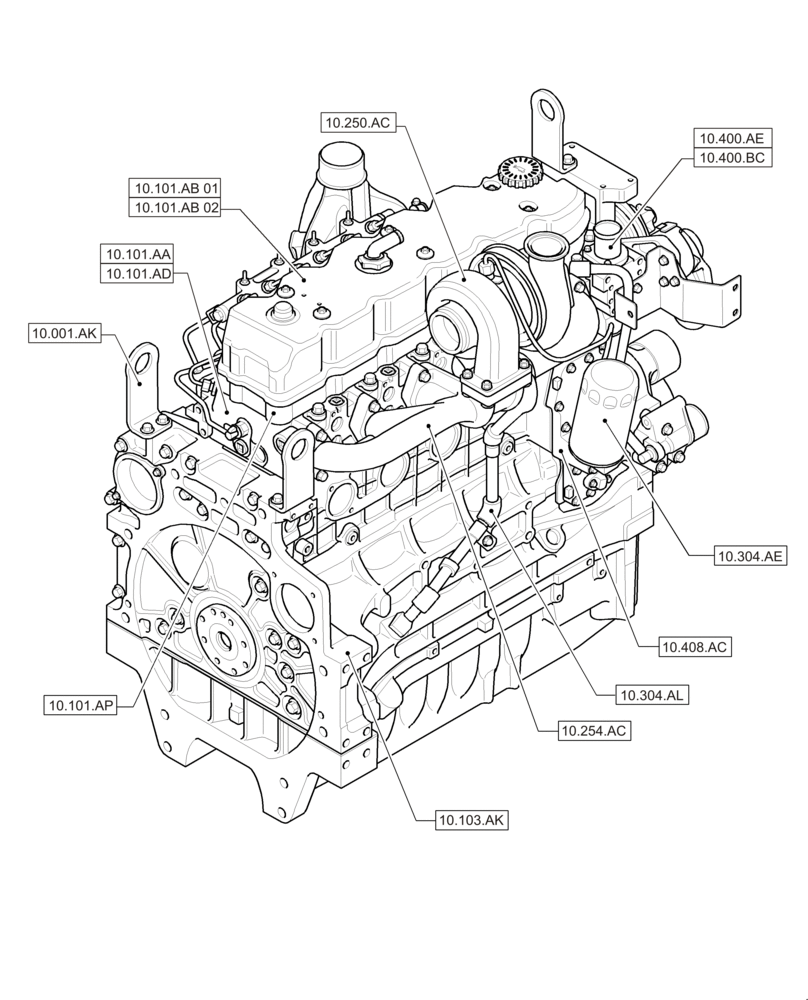 Схема запчастей Case IH F4DE9684B J114 - (00.000.10[01]) - PICTORIAL INDEX - ENGINE (00) - GENERAL & PICTORIAL INDEX