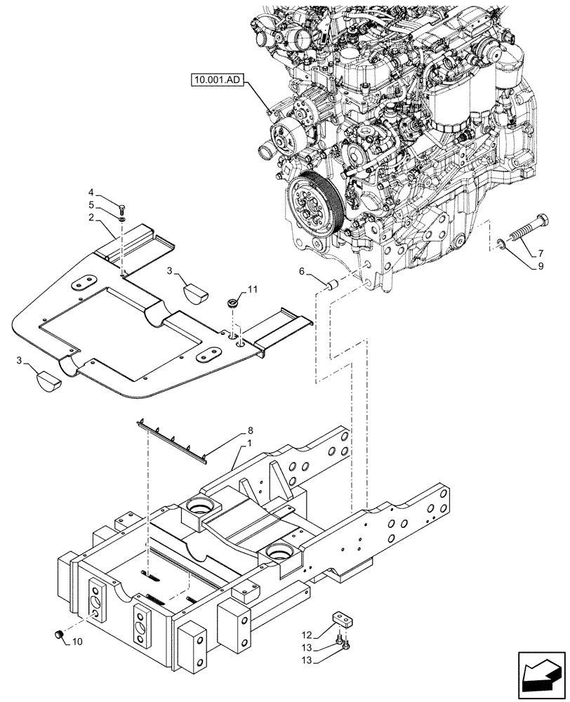 Схема запчастей Case IH FARMALL 100C - (25.400.AF[02]) - VAR - 334218 - 2WD FRONT AXLE, SUPPORT (25) - FRONT AXLE SYSTEM