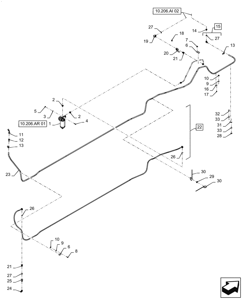 Схема запчастей Case IH PATRIOT 4440 - (10.216.BA[01.1]) - FUEL LINE & INLINE FILTER, ASN YGT044000 (10) - ENGINE