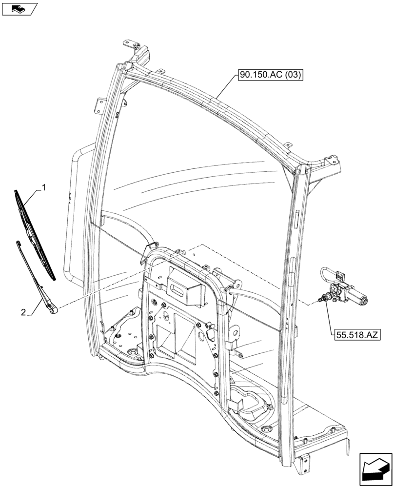 Схема запчастей Case IH FARMALL 105U - (55.518.AW) - VAR - 330642 - WIPER, WINDSHIELD WIPER, ARM (55) - ELECTRICAL SYSTEMS