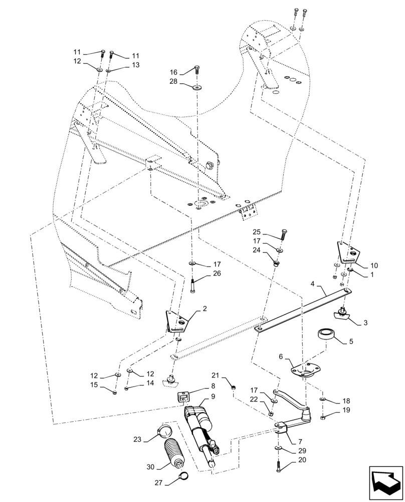 Схема запчастей Case IH 9230 - (74.118.AO) - VAR - 722731, 722733 - REMOTE CONTROL, SIEVE, LOWER (74) - CLEANING