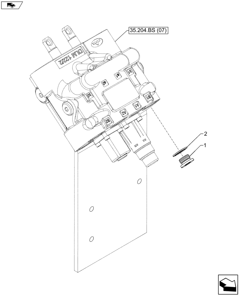 Схема запчастей Case IH FARMALL 105U - (35.204.BS[03]) - VAR - 744713 - REMOTE VALVES, PLUGS (35) - HYDRAULIC SYSTEMS