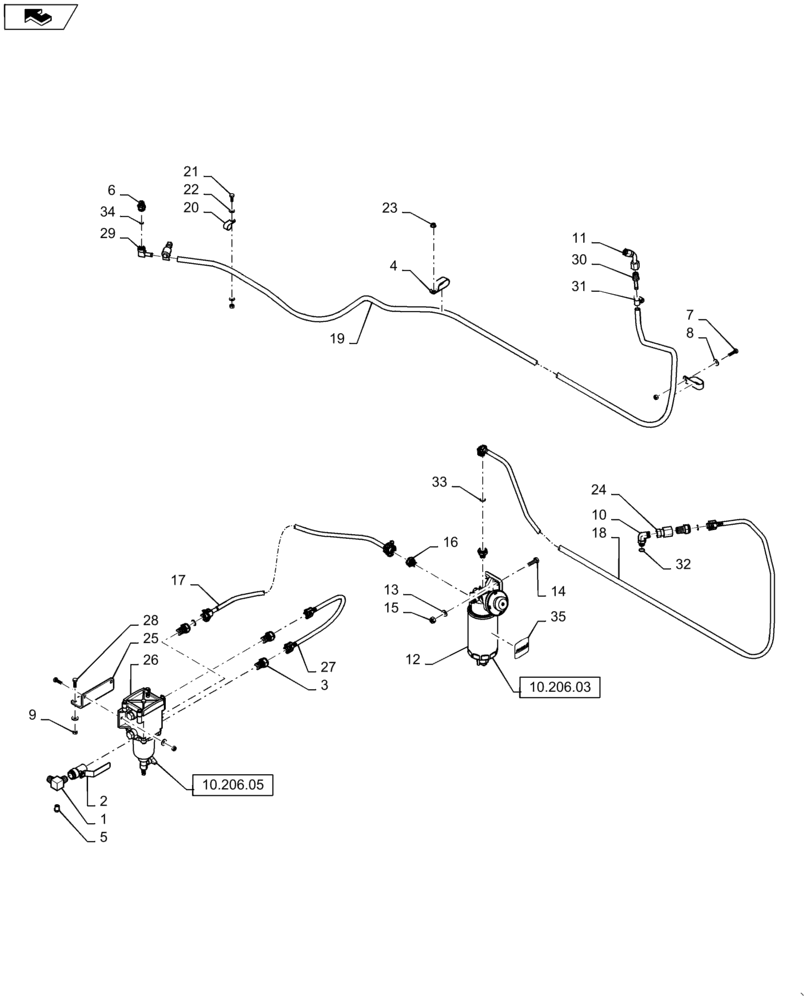 Схема запчастей Case IH PATRIOT 4440 - (10.216.BA[02]) - FUEL LINES AND FITTINGS (10) - ENGINE