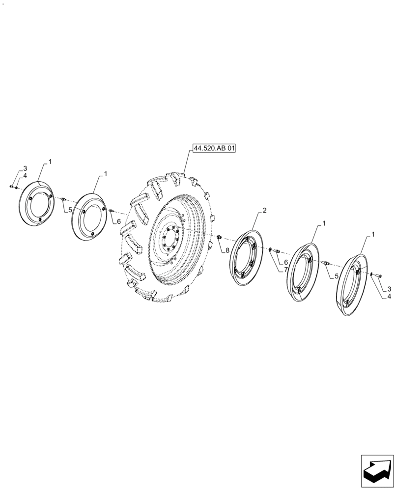 Схема запчастей Case IH FARMALL 120A - (39.140.AL[05]) - VAR - 334354 - REAR WHEEL BALLAST (650KG), BAR AXLE (39) - FRAMES AND BALLASTING