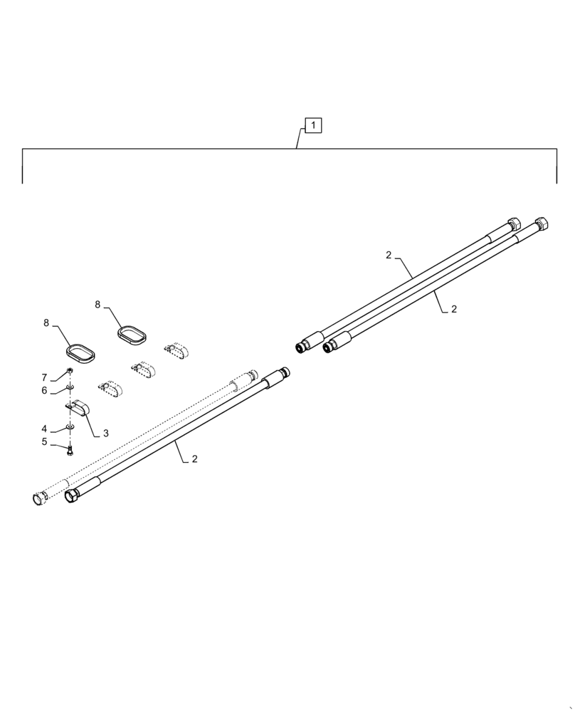 Схема запчастей Case IH 3162 - (88.058.12[07]) - HYDRAULIC HOSE, 30, 40, 45 FT (88) - ACCESSORIES