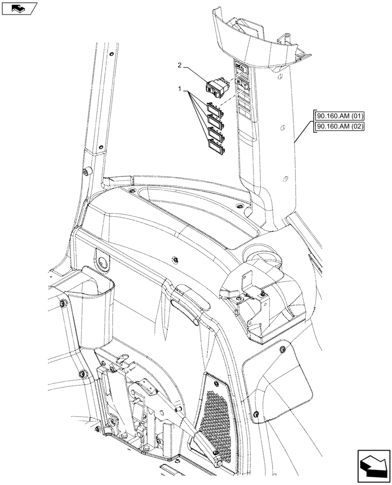 Схема запчастей Case IH FARMALL 105U - (55.000.AA[02]) - VAR - 334144, 335683 - SIDE/LOW BEAM LIGHTS, SWITCH (55) - ELECTRICAL SYSTEMS