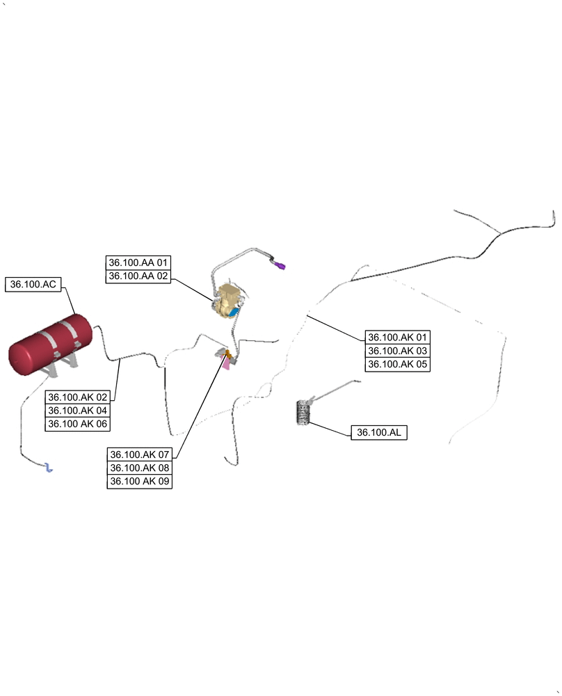 Схема запчастей Case IH 9240 - (00.000.36) - PICTORIAL INDEX - PNEUMATIC SYSTEMS (00) - GENERAL & PICTORIAL INDEX