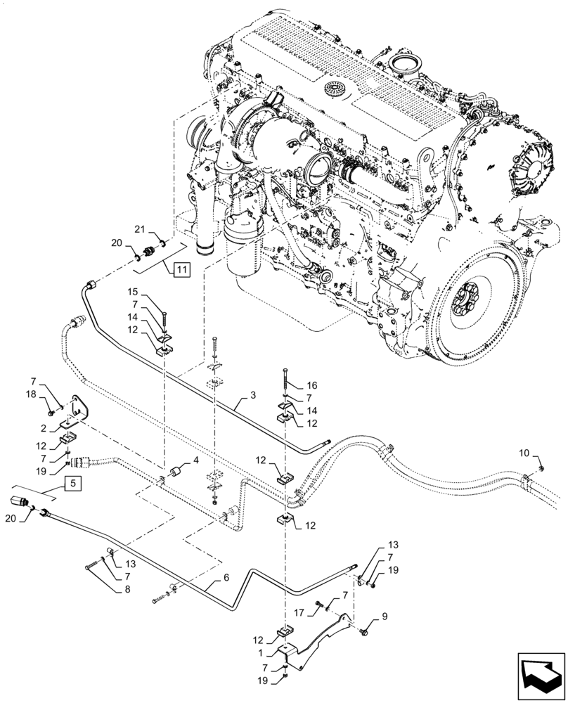 Схема запчастей Case IH QUADTRAC 470 - (10.500.AD[06]) - DEF/ADBLUE™ TANK, HEATER LINES, 420, 470, 500 (10) - ENGINE