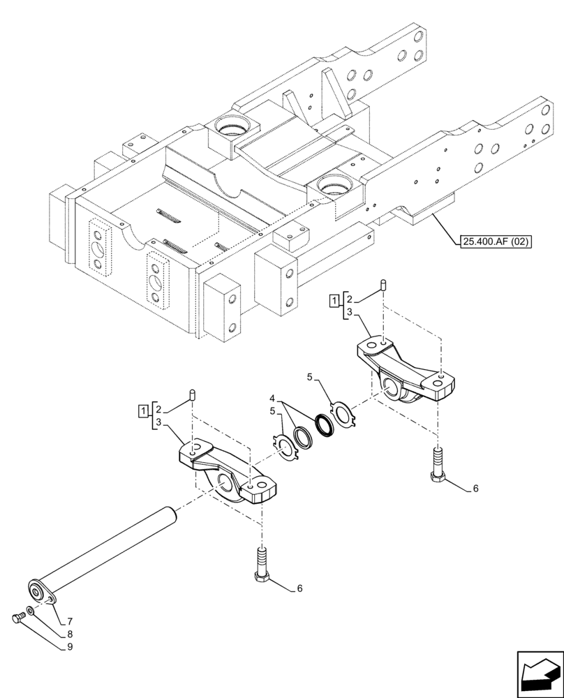 Схема запчастей Case IH FARMALL 100C - (25.400.AL[02]) - VAR - 334218 - 2WD FRONT AXLE, SUPPORT, BRACKET (25) - FRONT AXLE SYSTEM