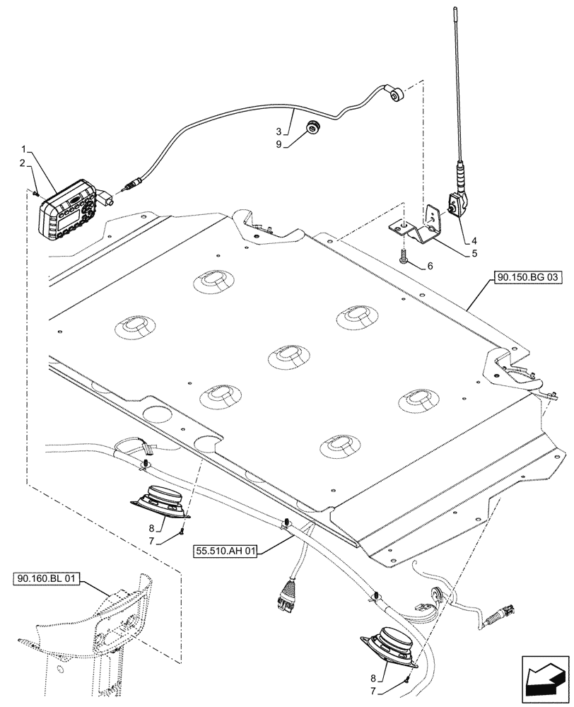 Схема запчастей Case IH FARMALL 110A - (55.512.AA) - VAR - 337777, 392295 - RADIO, CAB (55) - ELECTRICAL SYSTEMS