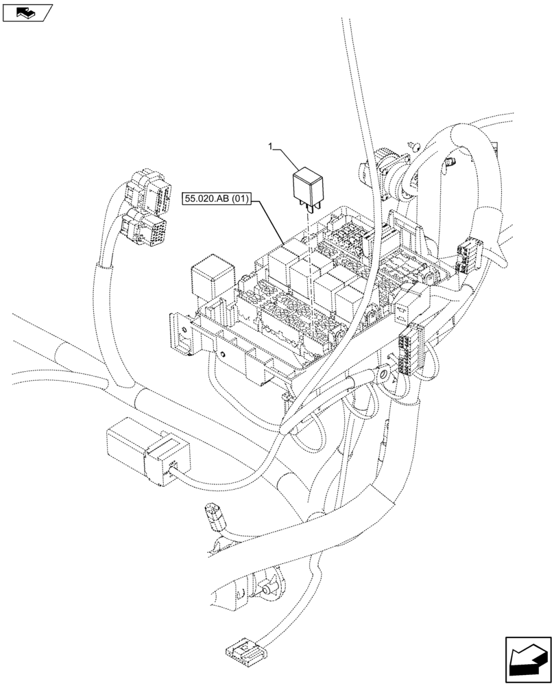 Схема запчастей Case IH FARMALL 115U - (55.100.AF) - VAR - 332844 - CAB, HARNESS, RELAY (55) - ELECTRICAL SYSTEMS