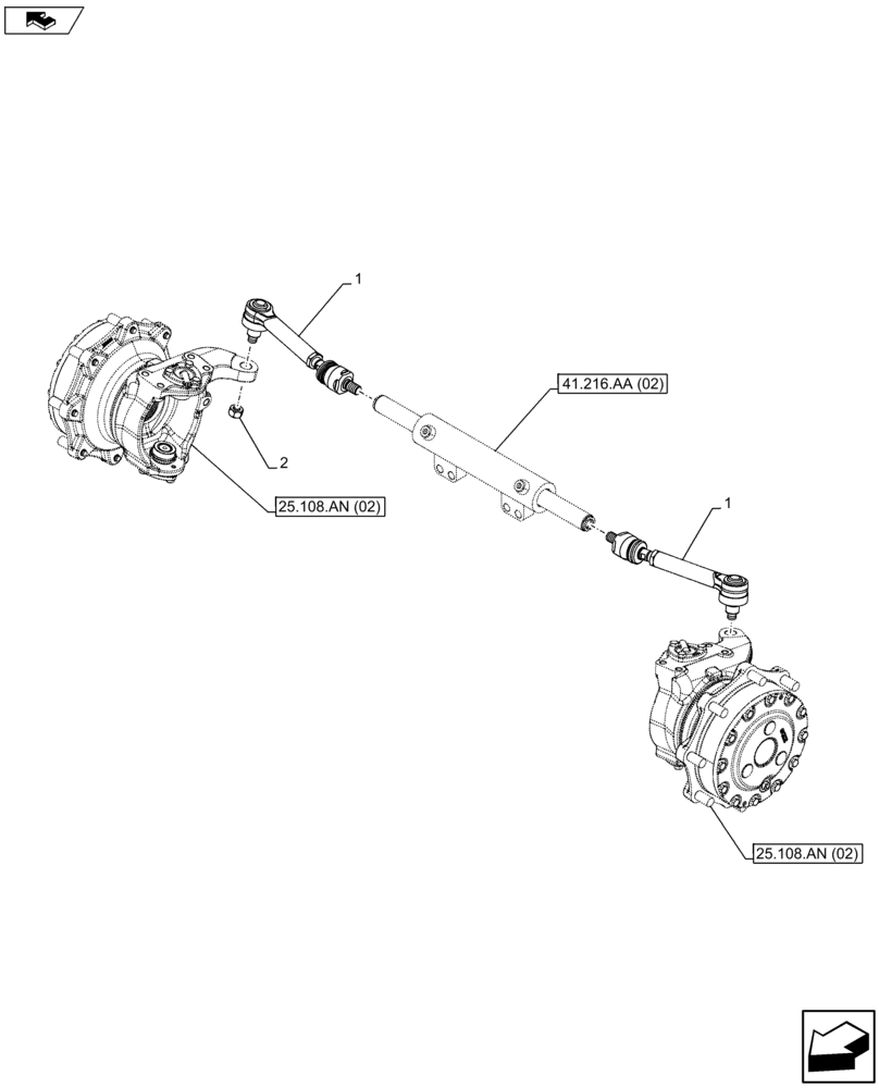 Схема запчастей Case IH FARMALL 105U - (41.106.AD[02]) - VAR - 330308 - STEERING TIE-ROD, 4WD FRONT AXLE (41) - STEERING