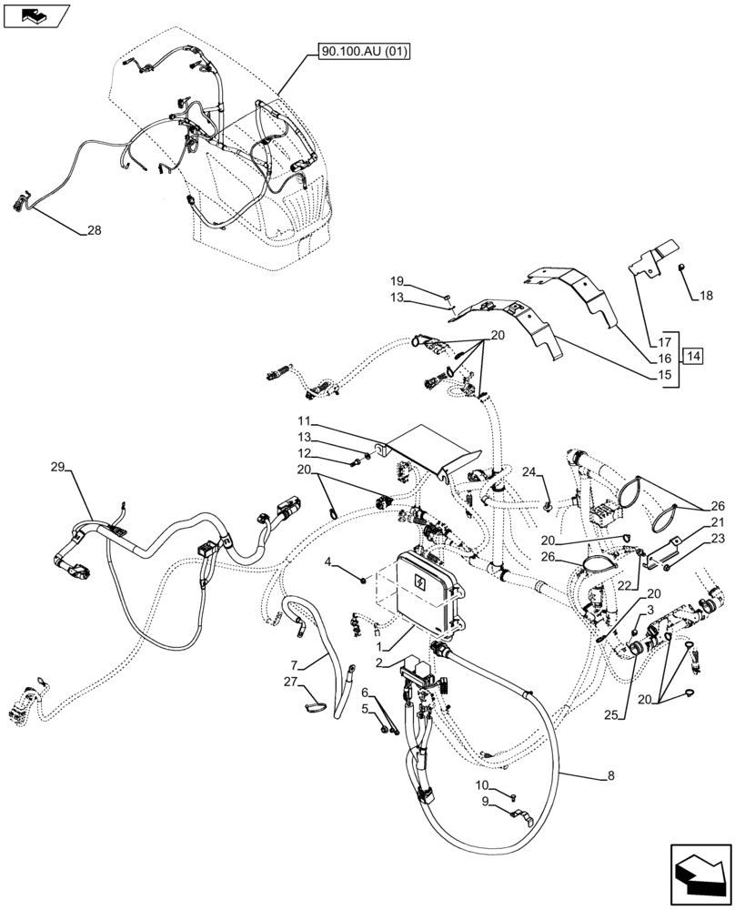 Схема запчастей Case IH FARMALL 105U - (55.020.AB[01]) - VAR - 390798 - ELECTRICAL SYSTEM CABLES (55) - ELECTRICAL SYSTEMS