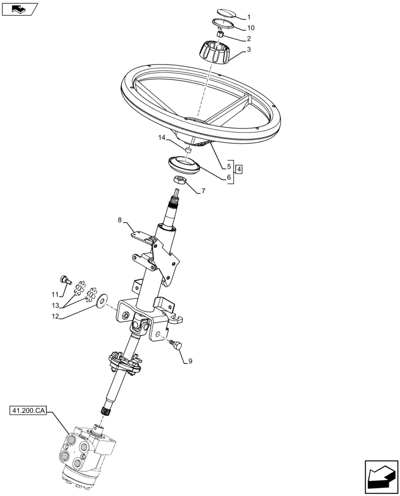 Схема запчастей Case IH FARMALL 115U - (41.101.AB[01]) - VAR - 334144, 335683 - GAS STRUT, STEERING COLUMN (41) - STEERING