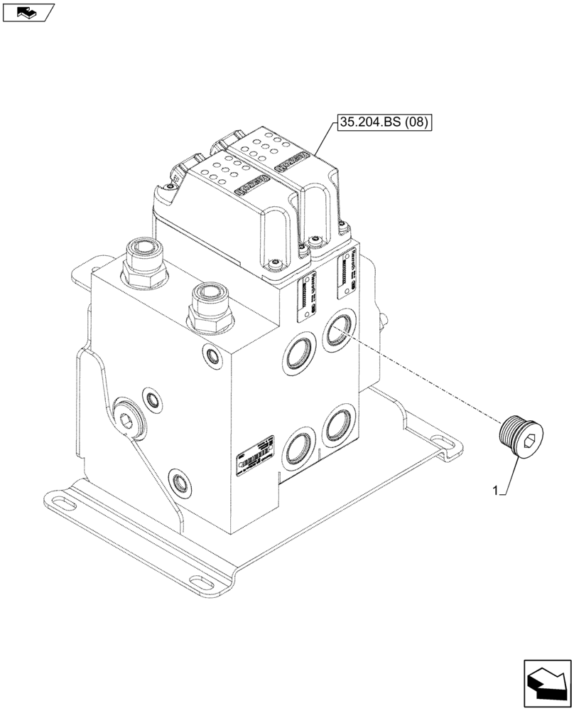 Схема запчастей Case IH FARMALL 105U - (35.204.BS[09]) - VAR - 744713 - REMOTE VALVES, PLUGS (35) - HYDRAULIC SYSTEMS