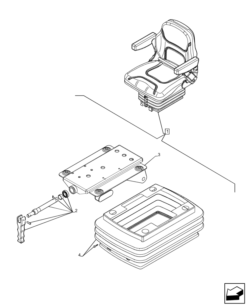 Схема запчастей Case IH FARMALL 110C - (90.120.BB[07]) - VAR - 331156 - DRIVER SEAT (W/ ARMREST), SUSPENSION, BELLOWS, W/O CAB (90) - PLATFORM, CAB, BODYWORK AND DECALS