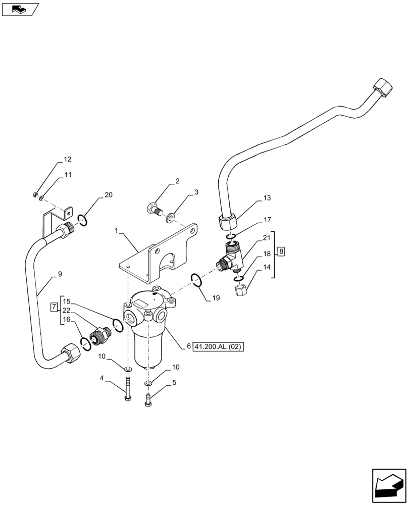 Схема запчастей Case IH FARMALL 115U - (41.200.AL[01]) - VAR - 334119 - STEERING VALVE, FILTER & LINE (41) - STEERING